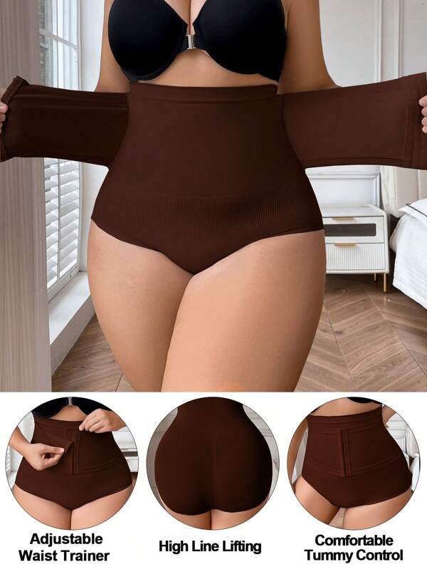 Women's Plus Size Seamless High Waist Front Closure Shaping Panties Sheath Flat Belly Lingerie Briefs Butt Lifter Slimming Tummy Control Waist Trainer Body Shapewear Underwear