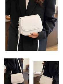 Tas Selempang Wanita Bentuk Setengah Lingkaran Sederhana - Putih - View 3