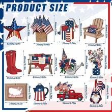 24Pcs Patriotic Wooden Hanging Ornaments, Memorial Day  4th Of July Vintage Tree Decorations, Independence Day Party Supplies - 彩色 - 查看 3