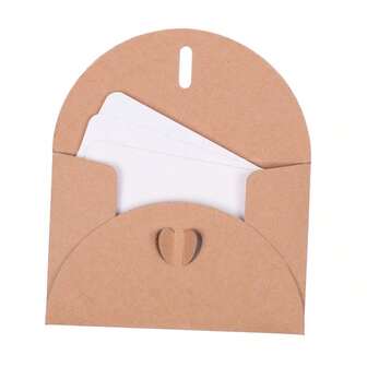 5/10PCS Blank Gift Card Envelope With Heart Closure Vintage Blank Note Card Set Greeting Card For Wedding Party Invitation