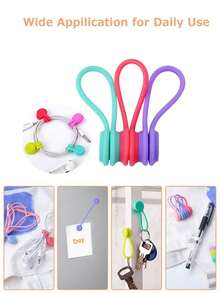 5件/10件 第二代升级硅胶磁铁绕线器 创意耳机式理线器 防掉落磁铁绕线器，磁性线圈适用于耳机和数据线，线缆管理收纳配件，送给朋友的理想礼物