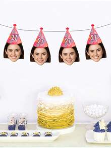 Custom Birthday Hat Face Banner,Personalized Birthday Banner,Customized Birthday Face Photo Banner And Age,Customizable Birthday Party Decoration,Customized Head Portrait On Banner,Decoration,Reusable,Suitable For Festival Celebrations,Anniversaries,Weddings,Men,Women,Friends,Family,Christmas Gift Supplies - Style a - View 7