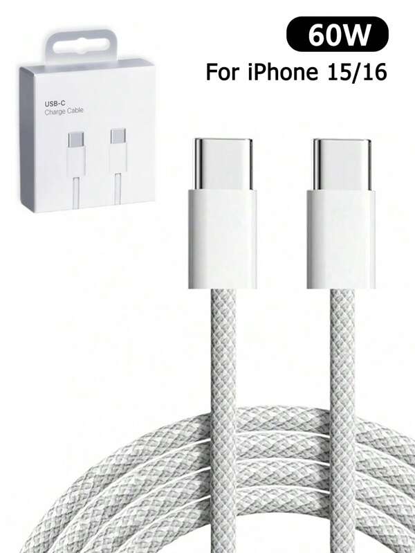 USB C Cable, Compatible With IPhone 16 15 USB C To USB C Fast Charging Cable 60W USB C Cable Compatible With IPhone 16 15 Pro Max Type C Fast Charge Cable Compatible With Samsung Galaxy S25 Ultra Plus S24 S23 Compatible With IPad Pro 13 12.9inch, Compatible With IPad Air 5 Braided Data Cord (With Box)