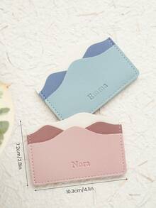 Takeoak 1pc Customized Name Card Holder, Personalized Letter Combination Credit Card Wallet, Minimalist Thin Card Case Inspired By Natural Mountains And Seasons, Faux Leather Material, Ultra-Thin Front Pocket Wallet, Can Store ID Cards, Cute And Fun Slim Card Organizer - Multicolor - View 6