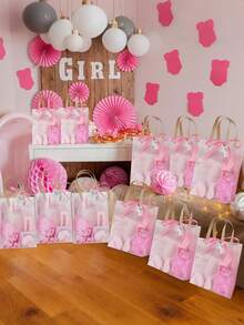 68/74PCS/6Sets Birthday Party Prizes For Winners Gifts Headband Hair Brush Jewelry Box Compact Mirror Powder Puff Hair Tie Claw Gift Bag Bridal Shower - 彩色 - 查看 2