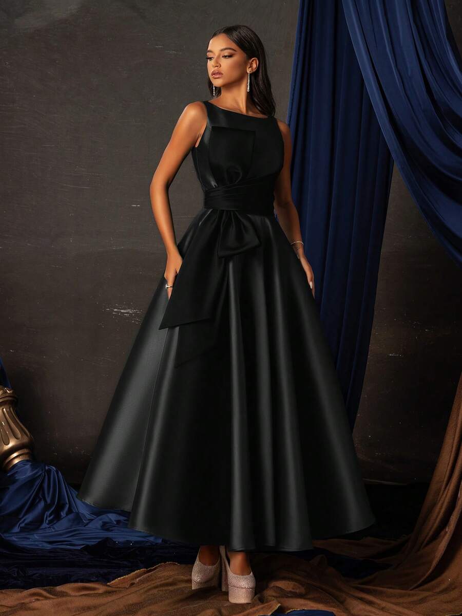 Đầm dạ hội dài cao cấp thanh lịch Smilprince, phù hợp cho dạ hội, tiệc tùng, váy dạ hội, tiệc tối, khách dự tiệc cưới - màu đen - Xem 1