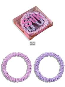 SUNCDELV SLIK 2pcs 100% Mulberry Silk Hair Scrunchies, High Quality Hair Ties (22mm), Women & Girls Hair Accessories, Pink Gift Box Ponytail Holder - Multicolor - View 43