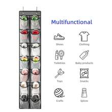 1pc Narrow Door Shoe Storage Bag With 12 Large Net Pockets, For Wardrobe Storage And Organization, Available In Grey, Black, White