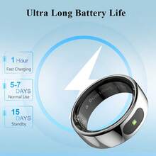 Smart Ring For Men And Women, Long Battery Life, Comes With Charging Case, Bluetooth Function, 10ATM Waterproof, Fitness Tracker With Steps, Exercise, Calories, Sleep Monitor (Black/Pink) - 銀色 - 查看 3