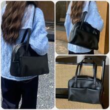 Korean Style Large Capacity Shoulder Bag For Women, Vintage Underarm Bag, Versatile For Work, School, Commuting, Fashion Tote Bag With Large Capacity (Pendant Is Just For Photo Display, Not Included)