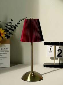1pc USB Charging, Touch Control 3-Color Dimmable Pleated Fabric Bedside Lamp, LED Desk Metal Decor Ambient Lamp, Suitable For Living Room, Dining Room, Bedroom, Office, Holiday Gift (Built-In 18650-1200mAh Battery) - Multicolor - View 15