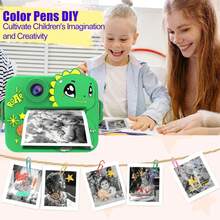 Fotocamera istantanea per bambini, fotocamera istantanea per bambini con 3 rotoli di carta per stampa e 5 penne colorate, regalo di Natale e compleanno, giocattolo fotografico ideale per la creatività e il divertimento, regalo per bambini e bambine 3-12 anni (rosa/verde/viola). Opzioni disponibili: singola macchina fotografica o set da 32GB con 5 rotoli di carta - Natale, compleanno, Capodanno, Ognissanti - ZSK-Multicolore - Visualizzare 10