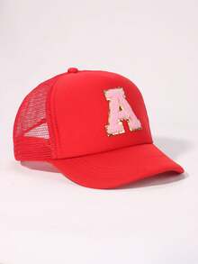 1 pieza Gorra de béisbol de ala suave rosa para bebé y niño pequeño, elegante y versátil, apta para niños y niñas, para salidas diarias de verano, gorras con visera - Rojo - Ver 86