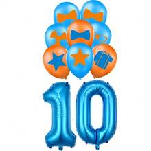 1 Set de Gafas con Tema de Maestro, Pajarita, Estrella, Decoración de Globos de Látex con Estampado de Números Azul & Dorado, Adecuado para Fiesta de Cumpleaños en Casa, Regalo para Hijo/Hija, Accesorio de Fondo Fotográfico - Multicolor - Ver 31