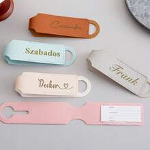 定制PU皮革行李牌，个性化超薄旅行牌，带签名姓名卡，适用于行李箱、背包，送给女性、男性、男友、女友、朋友的礼物，周年纪念日、圣诞节、节日/度假礼物，箱包及行李，2025万圣节配饰，商务休闲，基础款 - 彩色 - 查看 5