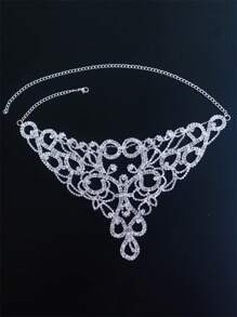 Elegant & Luxurious Silver-Plated Crystal Floral Necklace