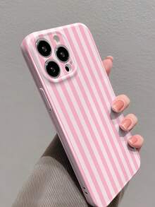 1 件简约条纹图案亮面穿孔塑料硬质手机壳，适用于 11/12/13/14/15/16 Pro Max 防水防震防摔防刮