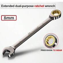 6mm-32mm 铬钒固定头棘轮扳手套装，固定头扳手，英制和公制单位组合扳手，72 齿活动头棘轮扳手，螺母修理工具，开口环形组合扳手修理手动工具，适用于汽车维修、家电制造、建筑施工