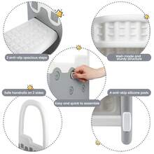 Huisuilinss Toddler Step Stool With Handrails,Kids 2-Step Stool For Bathroom Sink,Toilet Potty Training,Kitchen Counter,Toddler Step Ladder Learning Helper With Non-Slip Pads - Xám - Xem 7
