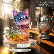 1 Piece 2D Flat Acrylic Decoration, Bohemian Crystal Cat Decoration, Colorful Table Decoration, Perfect Decoration For Home Interior Bedroom, Living Room, Daily Dining Table Decoration, Whimsical Decoration, Complex Design, 2D Flat, Perfect Gift For Family And Friends
