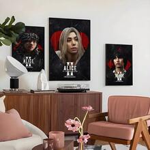 1 件/3 件墙面艺术海报可选框架流行爱丽丝梦游仙境海报艺术防水纸贴纸咖啡馆酒吧房间墙壁装饰 - 彩色 - 查看 5