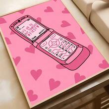 1张/3张墙面艺术海报，可选带框/不带框，现代风格，粉色和奶油色美学幸运卡海报，防水自粘纸贴纸，适用于咖啡馆、酒吧、房间墙面装饰 - 彩色 - 查看 16