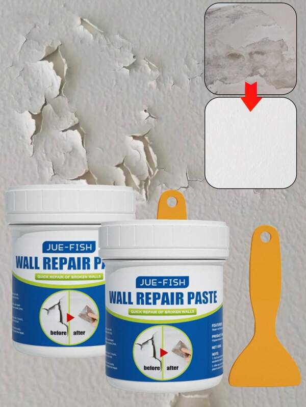 1 Stück/2 Stück Gipskarton Reparatur Set, Wandspachtel mit Spachtel, schnelle und einfache Lösung zum Auffüllen von Löchern in der Wandoberfläche (Die Produktionschargen sind unterschiedlich. Modell A und Modell B werden zufällig versendet) Dieses Gipskarton Reparaturset ermöglicht eine einfache und schnelle Reparatur der beschädigten Wand. Einfach vorsichtig herauspressen und mit einem Spachtel glattstreichen.