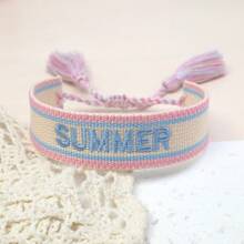 1 pieza Pulsera trenzada bordada a mano de estilo boho, adecuada como regalo para familiares, amigos, estudiantes, festividades, fiestas, vacaciones en la playa