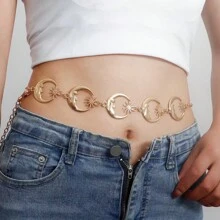 Multifunktionaler minimalistischer goldener Halbmond Taillen Kette