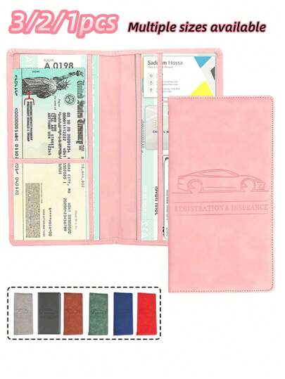 1/2 piezas Titular de tarjeta de registro y de coche de cuero PU, bolsa de almacenamiento para la guantera, cartera de documentos de coche/camión, esencial de viaje, vuelta al colegio, accesorio de vacaciones, portapassaporte