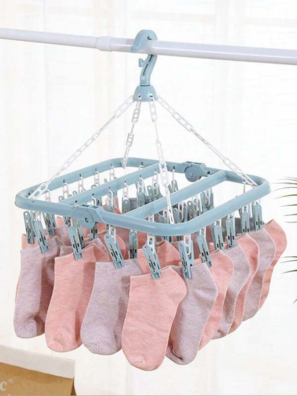 1 Piece 32 Clip Windproof Clothes Peg, Sock Peg, Bra Clothes Peg, Hat Peg, Multi-Clip Clothes Rack, Drying Rack, Multi-Functional Clothes Peg