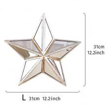 1pc Creative Resin Made Gold & Silver Tone 5-Pointed Star Home Decor Crafts, Wall Hanging With Mirrored Star Surface
