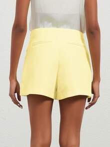 Se-Helo Fashionable Women's Casual Versatile Solid Color Asymmetrical Skirt Shorts - Light Yellow Summer - Light Yellow - View 6