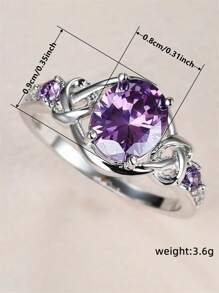 1 pieza Anillo de zirconia cúbica bonito para mujeres para boda, compromiso, aniversario, fiesta, joyería, regalo del Día de San Valentín