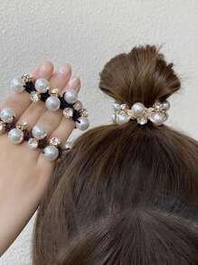 1Pc Elegant Faux Pearl Rope Female Simple Temperament Hair Rope Korean Online Celebrity Elastic Hair Tie Ponytail Headdress Holster. Hair Ties Ponytail Holders Hair Elastics Hair Rubber Bands Scrunchies Elastic Hair Tie, Hair Bobbles