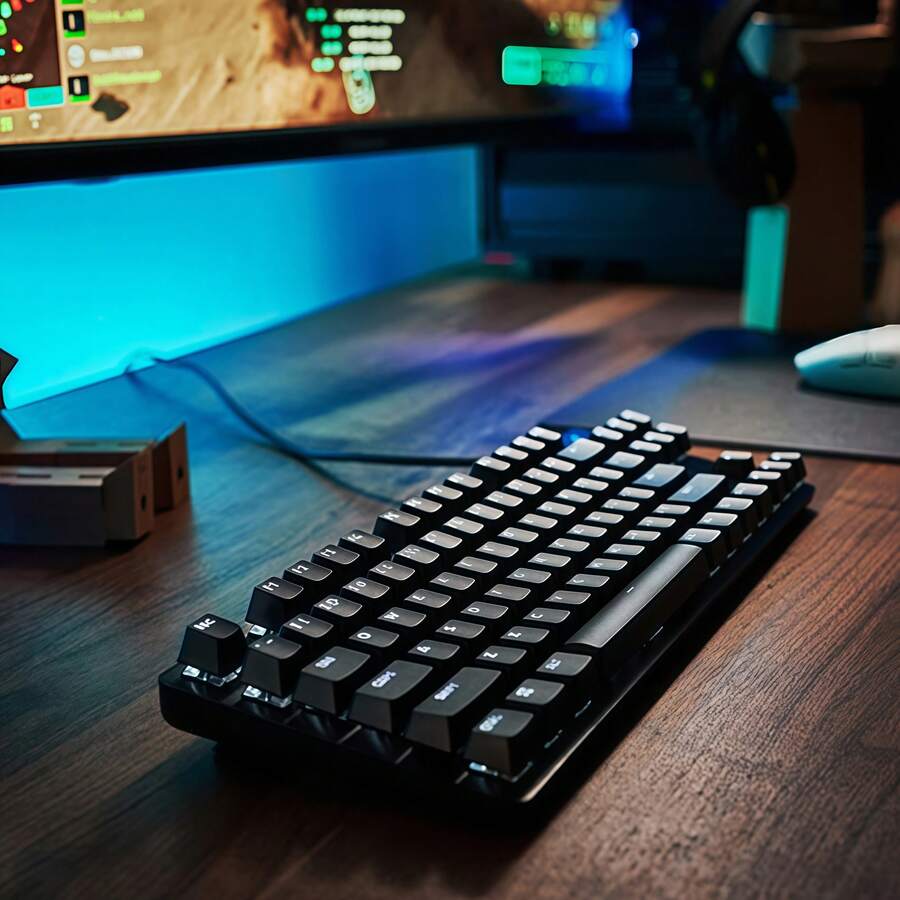 Logitech 1pc G412 TKL SE Mechanical Keyboard, Aluminum Alloy Frame, White Backlight, High-Responsive Mechanical Feel, Precise Tracking Sensor, Black - Black Single G412 TKL SE Keyboard - View 1