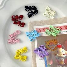 8pcs Multi-Color Random Cute Sweet Dopamine Macaron Color Candy Color Youthful Style Colorful Peach Heart Bow Knot Pendant DIY Handmade Necklace Bracelet Charm Earring Jewelry Accessory