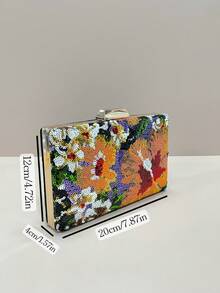 优雅女士亮片装饰晚宴手拿包，彩色钱包，适合婚礼、正式场合、派对、女士手提包、单肩包、斜挎包，完美搭配女士舞会礼服、舞会配饰、亮片连衣裙、闪亮连衣裙、优雅女士连衣裙、优雅舞会包