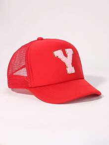 1 pieza Gorra de béisbol de ala suave rosa para bebé y niño pequeño, elegante y versátil, apta para niños y niñas, para salidas diarias de verano, gorras con visera - Rojo - Ver 76