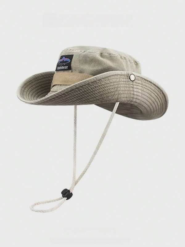 1pc Men's Sun Block Bucket Hat, Outdoor Hiking Climbing Fishing UV Protection Cowboy Hat, Unisex Sun Hat