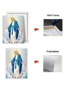 1 Pc Our Lady Immaculate Conception Of Mary Holy Mary Painting Catholic Posters Picture Room Decor Art Stretched And Frame Ready To Hang - Optional Framed,Suitable For Living Room Bedroom Office Wall Decoration Room Aesthetic Wall Arts Canvas, Creative Gift - Multicolor - View 6
