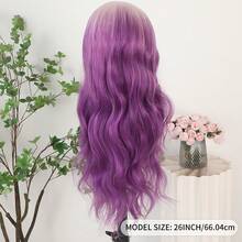 13X4 Free Part Ombre Pink Body Wave Synthetic Lace Front Wigs For Women 28 Inch Long Wavy Hair Wigs Glueless Soft Pink Ombre Colored Wigs Heat Resistant Christmas Wig Natural Long Wave Lace Front Wigs For Daily Party Cosplay Use - Ombre Purple - 查看 7