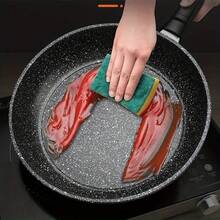 1pc Multi-Functional Maifan Stone Non-Stick Frying Pan For Steak, Flat Pan, Lightweight Oil-Saving Pancake Pan, Universal For Stovetops, Packaging Box Set With Handle - Black - View 5