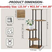 Plant Stand 5 Tier Indoor Metal Flower Shelf For Multiple Plants Corner Tall Flower Holders For Patio Garden Living Room Balcony Bedroom, Black (5 Tier-Black) - 5層-黑色+鄉村棕色 - 查看 4