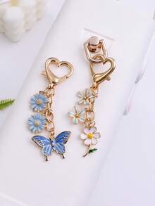 4 件/1 件蝴蝶樱花爱心钥匙扣小众花朵钥匙扣首饰钥匙扣吊坠送女友夏季配套汽车配件可爱哥特 Y2k 圣诞礼物创意 - 彩色 - 查看 5