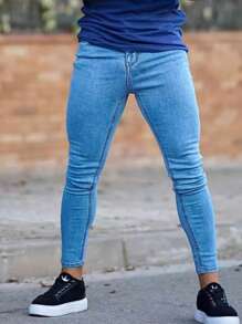 Men's Casual Distressed Slim-Fit Denim Jeans