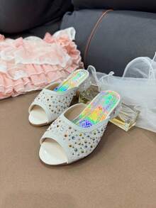 New Fashion Sparkling Rhinestone Girls Slippers, Elegant For Students, Holiday, Party,Birthday, Banquet, Romantic Vacation - White - View 8