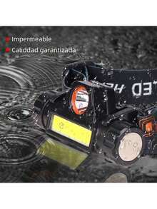 Lampara De Cabeza Linterna Iluminacion Doble, Recargable USB, Con Iman, Doble potente - Negro - Ver 4