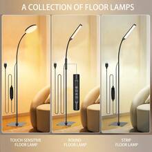 Yogle 1pc Modern Floor Lamp With Remote, Lightweight LED Reading Lamp Floor Standing, 3 Color And 10 Brightness Dimmable Gooseneck Light,With [1H Timer] Suitable For Working/Studying /Sewing /Drawing Crafting/Makeup - 黑色 - 查看 1