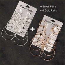 BMOR 12對時尚鋼質耳環，金色銀色圓環耳環時尚飾品基底耳環，適用於女士禮物